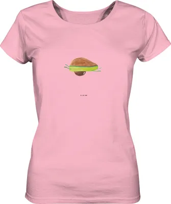 Produktbild von Mr. & Mrs. Panda damen shirt Avocado Yoga Größe L - Baumwolle Pink - Geschenk, Bauch, Humor, Oberteil, Haha, T-Shirt für Frauen, Hilfe, Basic, Sport, Baumwoll