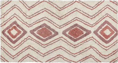Obrázek produktu pro BELIANI Koberec béžový a růžový bavlněný 80 x 150 cm geometrický vzor ručně všívaný boho design obývák ložnice