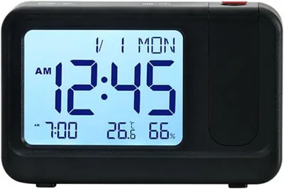 Produktbild von Projektionswecker,180 Grad drehbare Projektionsuhr, mit LCD-Display,Temperaturfeuchtigkeitsmonitor, Datum, Uhrzeit, Touch-Tasten
