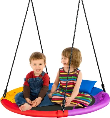 Produktbild von Ø100 cm Schaukel mit 100 - 180 cm verstellbarem Seil Untertassen-Baumschaukel Bunt