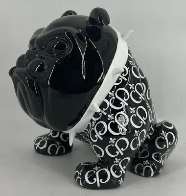 Produktbild von Casa Padrino Luxus Deko Figur Hund Bulldogge Schwarz / Weiß 20 cm - Deko Skulptur