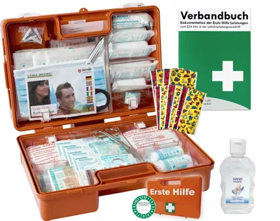 Produktbild von Erste-Hilfe-Koffer KITA M1 -K15- AKTUELLE DIN 13157 für Betriebe + Verbandbuch + Hygiene-Gel