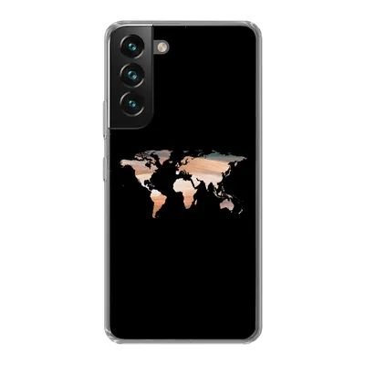 Produktbild von MuchoWow® Handyhülle Schutzhülle Hülle für Samsung Galaxy S22 Weltkarte - Farbe - Schwarz Silikon Softcase Handy Hülle - Mobiltelefonhülle