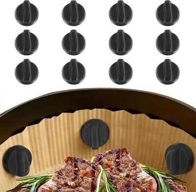 Produktbild von 12 Hitzebeständige Silikonmagnete für Airfryer, Sicherer Halt für Backpapier, Schwarz
