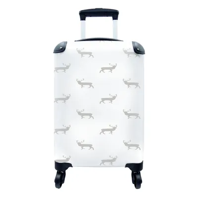 Produktbild von MuchoWow® Koffer Handgepäck Trolley Rollkoffer Kleine Reisekoffer mit 4 Rollen - Muster - Hirsche - Weiß - Cabin Size < 55x40x23 cm & 55x40x20 cm - Fotokoffer - Kabinenkoffer - Boardgepäck - Reise-Box - Reisekoffer - Reisegepäck - Koffer mit Bild - Trolley für Kinder