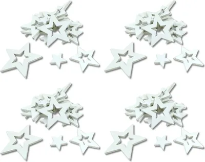 Produktbild von Holz Deko-Accessoires Sterne 4 Pakete - 80 Stück 3, 5 und 7cm weiß Streudeko Basteln