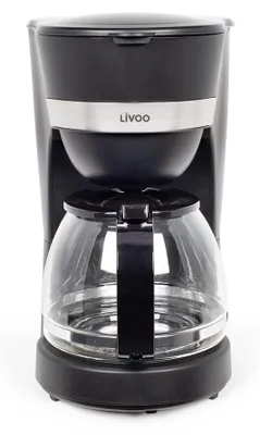Produktbild von Livoo - Elektrische Kaffeemaschine DOD200N – 12 Tassen, Fassungsvermögen 1,25 l, 750 W, wiederverwendbarer Filter, Warmhaltefunktion, Schwarz