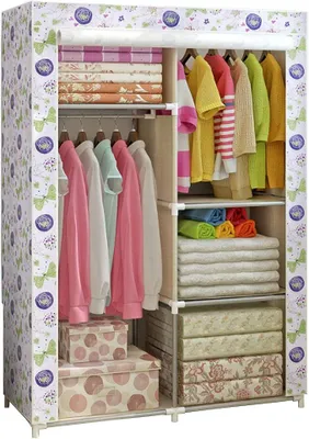 Imagen del producto de Estanterías portátiles para armarios, armario de lona con barra para colgar, estantes, organizador de almacenamiento para armarios, ideal para dormitorios y salones, color blanco, dimensiones: 88x45x166 cm