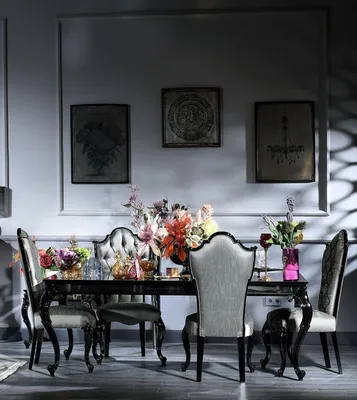 Produktbild von Casa Padrino Luxus Barock Esstisch Schwarz / Braun 210 x 110 x H. 78 cm - Edler Massivholz Küchentisch mit Glasplatte und Spiegelglas - Barock Esszimmer Möbel - Luxus Qualität -  Italy