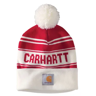 Produktbild von Carhartt KNIT CUFFED LOGO BEANIE 105168, Farbe:red winter white