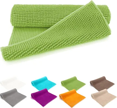 Produktbild von heimtexland ® Badvorleger Chenille Super Flauschig Saugstark Badteppich Badematte  Typ771 Grün 60 x 90 cm