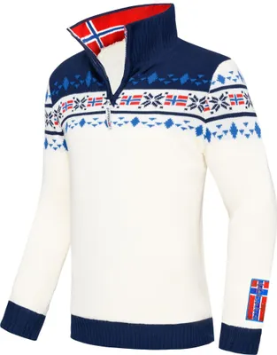 Produktbild von Nebulus Norweger Strickpulli mit Teddyfell STEEN Herren, gefütterte Jacke , warm und flauschig , P4705 - Herren, weiß-navy, M