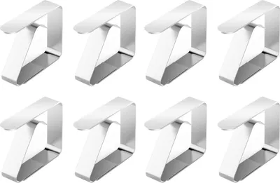 Produktbild von 8er-Pack Tischdeckenklammern aus verdicktem Edelstahl, ideal für Picknick, Grillparty, Hochzeit und andere Feiern.
