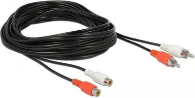Obrázok produktu pre DeLOCK 85807, 2 x RCA, Samec, 2 x RCA, Samica, 5 m, Čierna, Červená, Biela