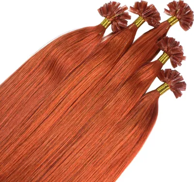 Produktbild von hair2heart Premium Extensions Echthaar Bondings glatt - 25 Strähnen 0.8g 50cm 8/43 hellblond rot-gold