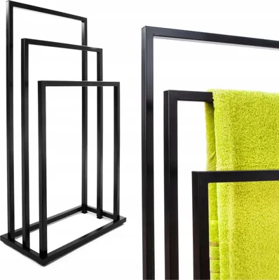 Produktbild von Stojak Wieszak Na Ręczniki Loft 3 Poziomowy Loft Metalowy Czarny W całości bez składania, Szerokość 45 cm