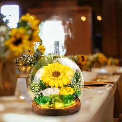 Produktbild von Touloube Sonnenblumen Geschenk für Frauen, ewige unendliche Blumen im Glas, Touloube Sonnenschein, inspirierendes Geburtstagsgeschenk für Frauen, Freundin, Mutter, Oma, Geschenk Frau, Freundinnen