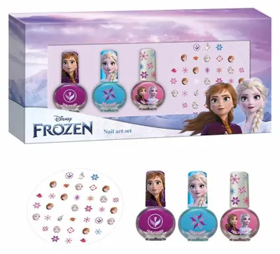 Imagen del producto de FROZEN - Kit para manicura decorativa: 3 esmaltes de uñas + adornos para uñas
