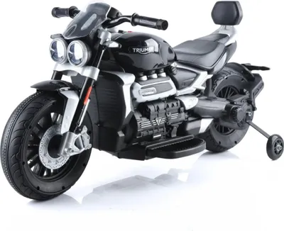 Immagine prodotto di Moto elettrica per bambini Triumph Rocket 3GT 12V (2–5 anni) – Con licenza ufficiale, con rotelle, 2 motori, LED e suoni – Moto elettrica per bambini nera