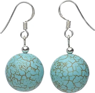 Produktbild von Ohrringe Ohrhänger aus Türkis Howlith 925 Silber Ohrschmuck Damen Kugel Ø14mm