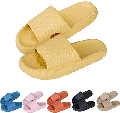 Produktbild von Hausschuhe für Damen und Herren, schnelltrocknend, weiche EVA-Hausschuhe mit offener Zehenpartie, rutschfest, weich, für Dusche, Spa, Bad, Pool, Fitnessstudio, Haus, Plateau-Sandalen für drinnen und draußen