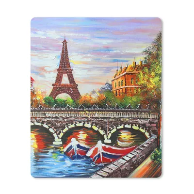 Produktbild von MuchoWow® Mauspad Mousepad Gemälde - Öl - Eiffelturm - Paris - Wasser 19x23 cm - Mousepads - Maus Mat - Pad - Mausunterlage - Mauspads - Spielen