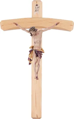 Produktbild von FRITZ COX Wand-Kreuz 36 cm natur mit Körper, roter Lendenschurz