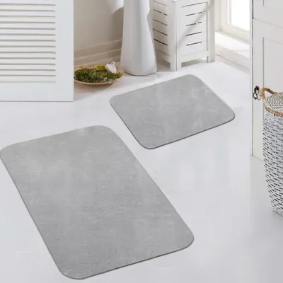 Image de Tapis Shaggy Salon Doux à poils longs Flokati Salle de bain Lavable Gris Dimensions - 50 x 60 cm + 60 x 100 cm