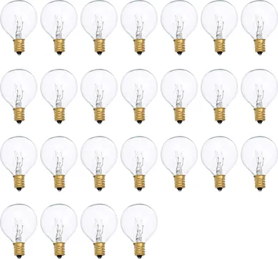 Obrázek produktu pro G40 žárovky Náhradní wolframová žárovka G40 7W 220-240V čirá žárovka E12 s paticí pro vnitřní venkovní výzdobu terasy domácí svatební párty dekorace 25 balení