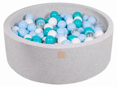 Produktbild von Trockenbadewanne mit 200 Bällen (Türkis, Babyblau, Transparent, Weiß) MeowBaby, 90 x 30 cm, Hellgrau
