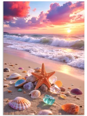 Productafbeelding van Diamantverfset - Strandmotief - Doe-het-zelf knutselset voor volwassenen - 30x40 cm