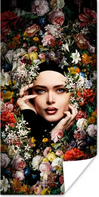 Produktbild von MuchoWow® Poster Blume - Frauen - Porträt - Botanisch 20x40 cm - Plakat - Foto