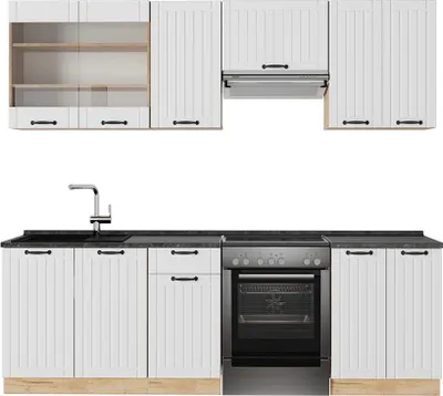 Image de Cuisine Vicco Fame-Line Blanc campagne 240cm , PT Anthracite, Model 57128