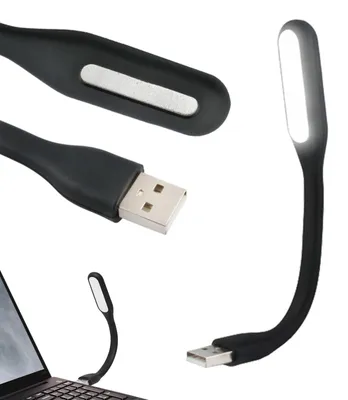 Produktbild von USB LED Lampe Laptopleuchte Leselampe flexibel Silikon 6 LED Reiseleuchte Notebookleuchte Schwarz
