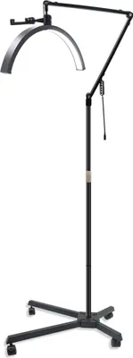 Produktbild von HD-M40X 36 W Boden-LED-Videoleuchte, halbmondfoermiges Fuelllicht, 3000 KšC6000 K, dimmbar, mit teleskopierbarem Metallstaender, Telefonclip, Fernbedienung und abnehmbarem Radstand fuer Make-up im Schoenheitssalon, Live-Streaming, Nachtlicht, Lesen