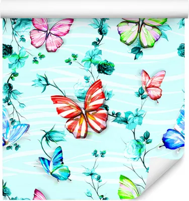 Produktbild von 10m VLIES TAPETE Rolle Kinderzimmer Blumen Rosen Schmetterlinge XXL