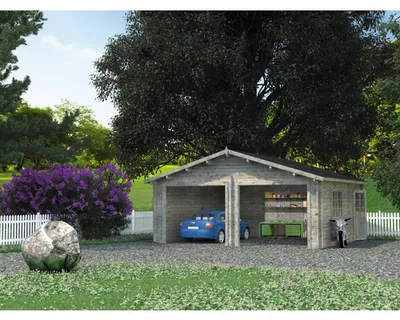 Produktbild von Doppelgarage Palmako Roger 28,4 m² ohne Tor 575 x 510 cm tauchgrundiert grau