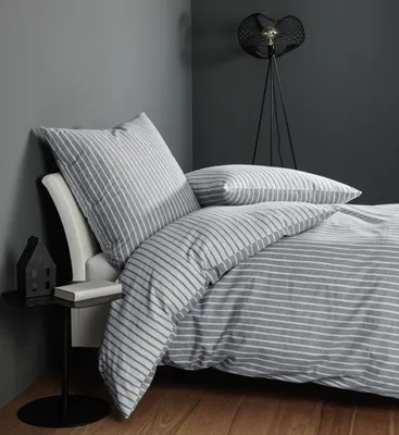 Produktbild von Janine Design Feinbiber-Bettwäsche-Garnitur DAVOS 65170 Farbe grau Größe 135x200+80x80