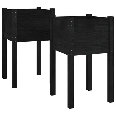 Produktbild von Pflanzkübel 2 Stk. Schwarz 40x40x70 cm Massivholz Kiefer