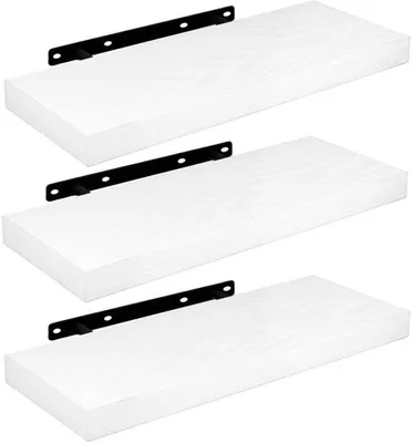 Wandregal Set von 3 - 40 x 15 x 3 cm - Holzregale - Schweberegale - Wandboard mit Halterungen - Robuste Konstruktion