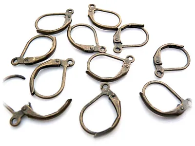 Produktbild von Vintageparts 10 Brisuren vintage Bronze, Klappohrring Messing antik Bronze
