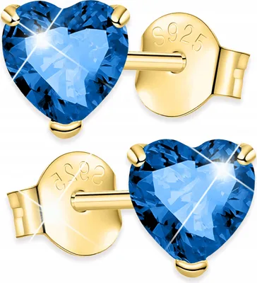 Image de Boucles d'oreilles or Bleu Cœur Cristal ARGENT 925