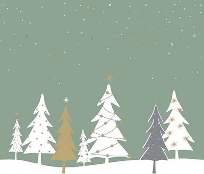 Produktbild von 20 Servietten Midnight Trees green - Winterbäume in einer grünen Nacht 33x33cm
