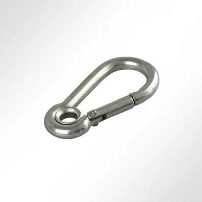 Produktbild von Lysel® Karabinerhaken mit Ring, (L) 50mm in grau/nirosta (1 Stück)