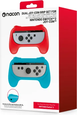 Zdjęcie produktu dla NACON SWITCHNEWJOYCONGRIP, Nintendo Switch 2, Uchwyt kontrolera, Niebieski, Czerwony, 2 szt., 157 mm, 109 mm