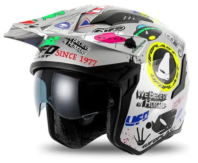 Image de Casque de moto Ufo Sheratan, argent, taille L