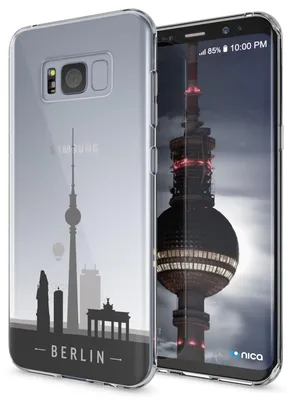 Immagine prodotto di Samsung Galaxy S8 Plus cover per cellulare di NALIA, cover protettiva in silicone con motivo Skyline di Berlino