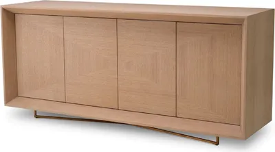 Immagine prodotto di Credenza Casa Padrino colori naturali / ottone 180 x 50 x h. 80,5 cm - Mobile impiallacciato in rovere con 4 ante - Mobili - Mobili per hotel - Arredamento