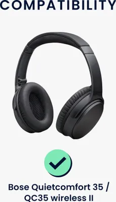Produktbild von kwmobile 2x Ohrpolster kompatibel mit Bose Quietcomfort 35 35II 25 15 / QC35 QC35II QC25 QC15 Polster - Kopfhörer Polster aus Kunstleder für Over Ear