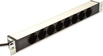 Imagen del producto de Regleta de enchufes Digitus, 8 tomas, 250 V, 50/60 Hz, 16 A, 2 m, color , con enchufes Schuko